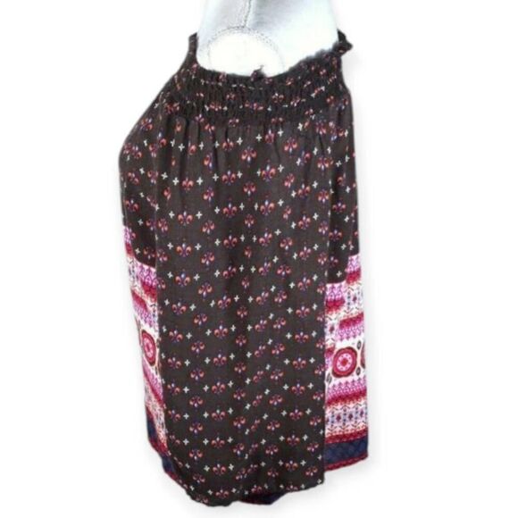 JAPNA BLACK, RED, WHITE, & BLUE BOHO-INSPIRED OFF-THE-SHOULDER TOP SZ.M EUC. - Picture 2 of 8